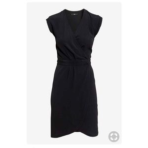Black Crepe Wrap Dress for Office/Work